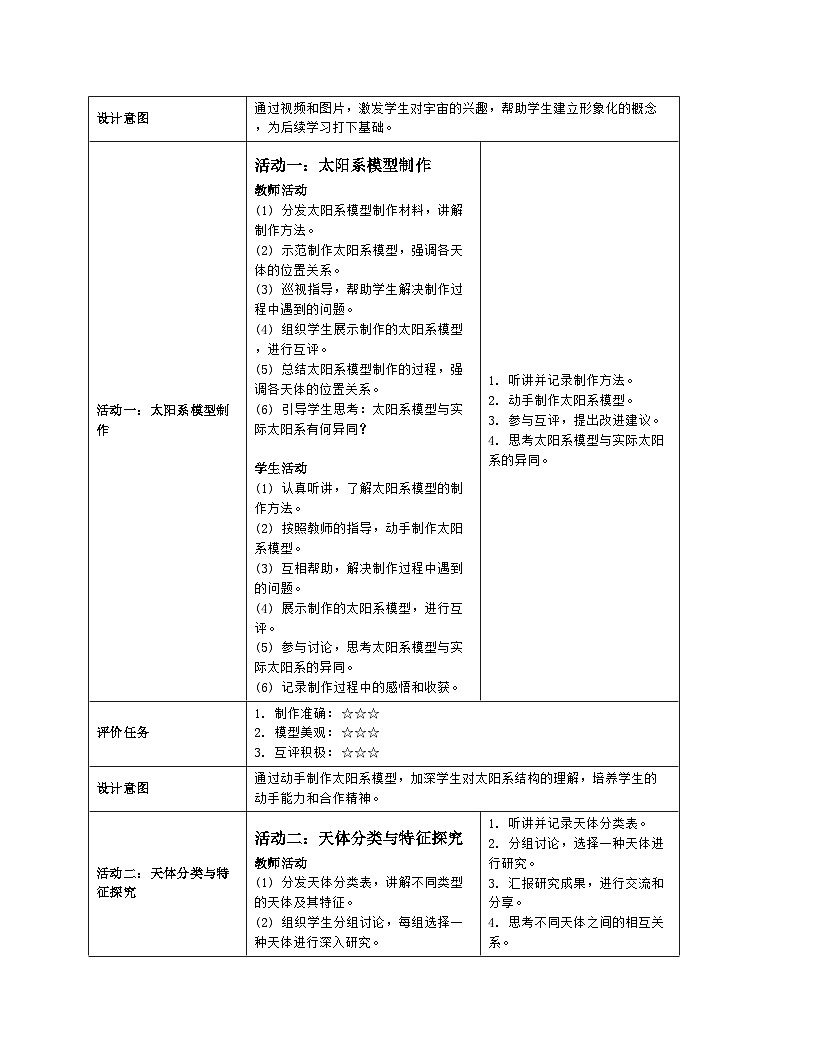 第一章第一节 地球的宇宙环境 教案(表格式)人教版(2024)地理七年级上册第3页