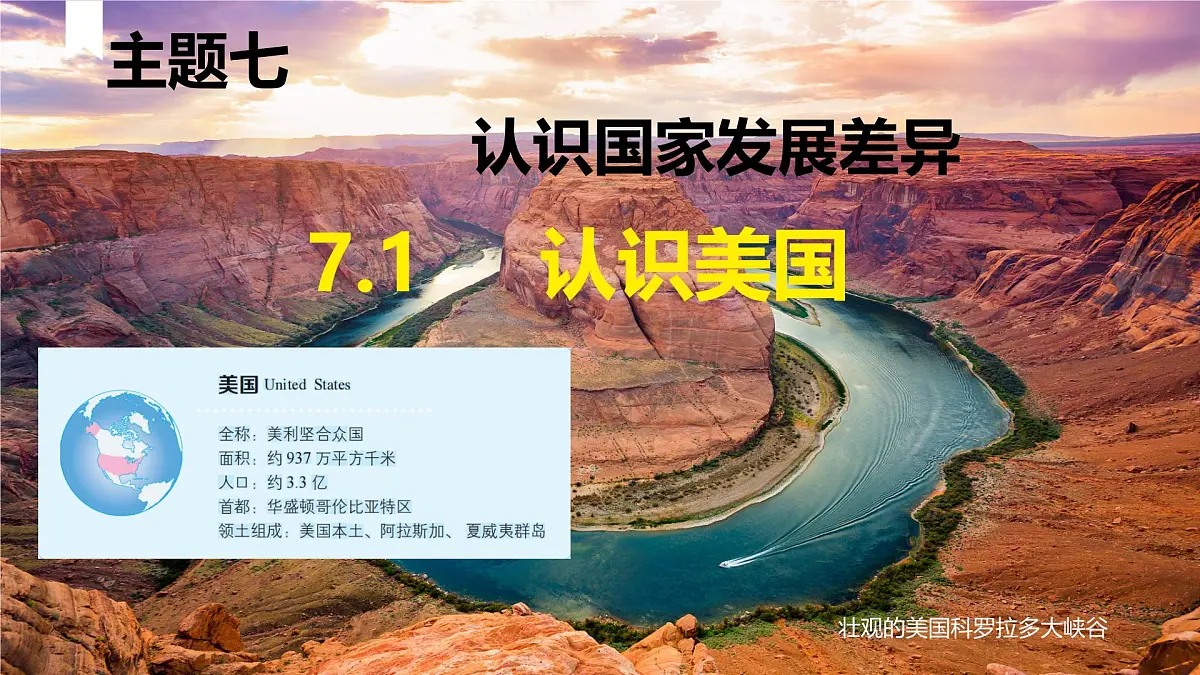 2024-2025学年晋教版地理七年级下册 7.1认识美国课件第1页