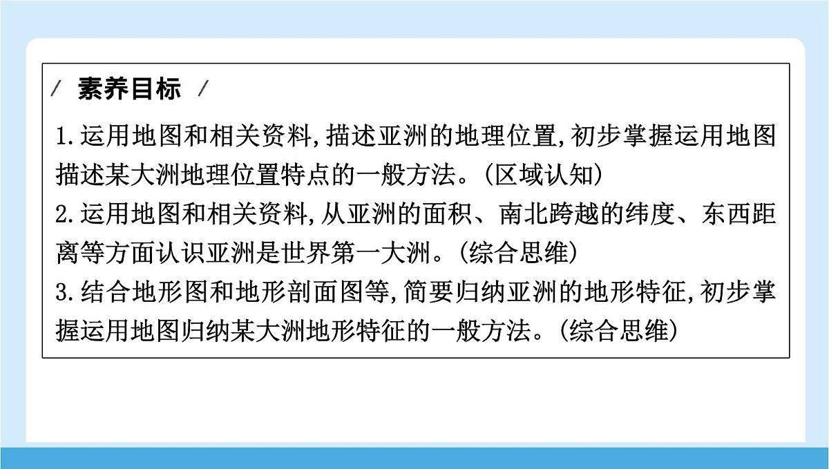 2024-2025学年七年级地理下册(商务星球版2024)6.1 亚洲的自然环境特征 第一课时 面积最大的大洲 地形大势 课件第2页