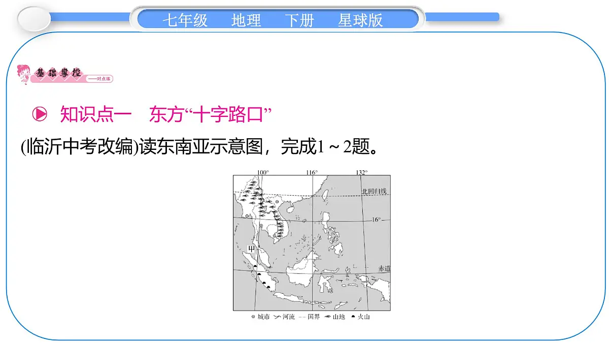 2024-2025学年七年级地理下册(商务星球版2024)7.1 东南亚 第1课时 东方“十字路口” 多山的地形 课件第6页