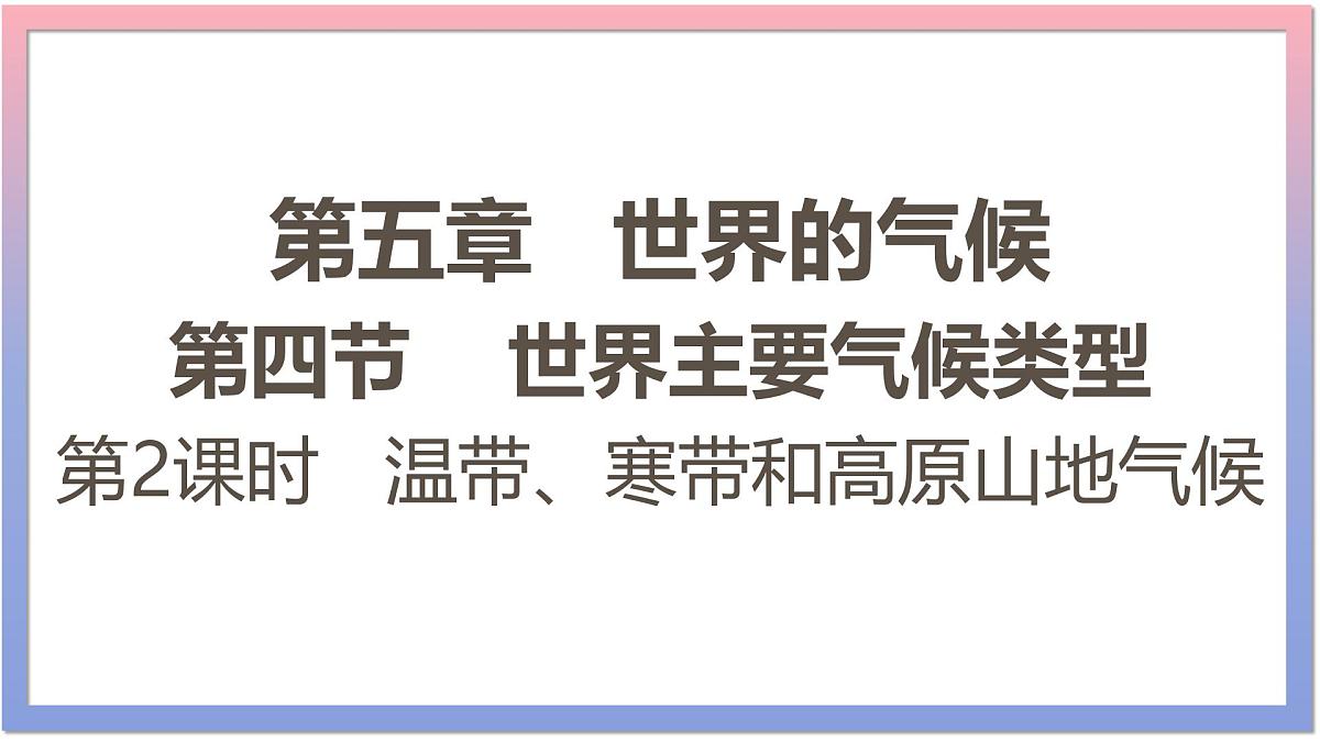 湘教版(2024年)地理七年级上册 5.4 世界主要气候类型 第二课时 课件第1页