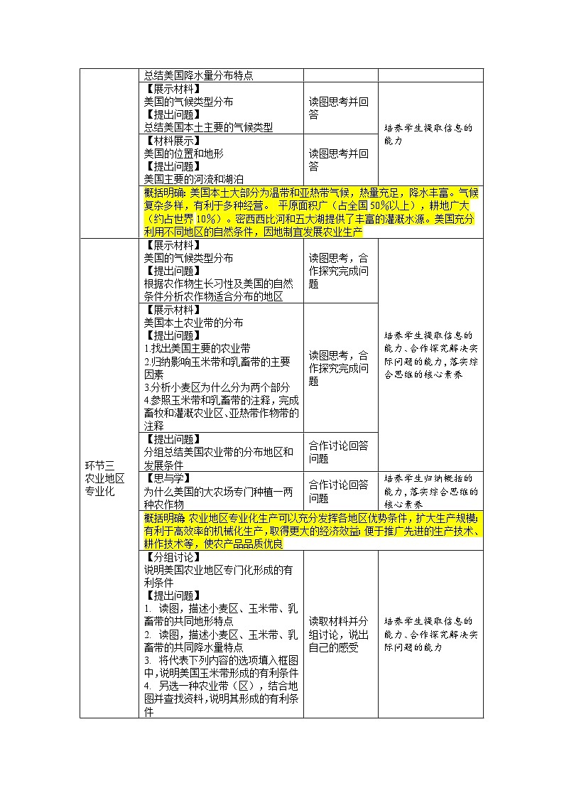 第1節(jié) 美國（第2課時(shí)）教案 地理人教版（2024）七年級(jí)下冊(cè)第九章第2頁