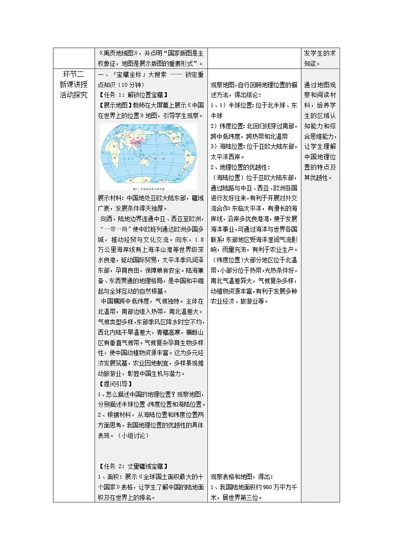 1.1 描绘中国版图 第1课时 中国的疆域(教学设计)地理晋教版2024八年级上册第2页