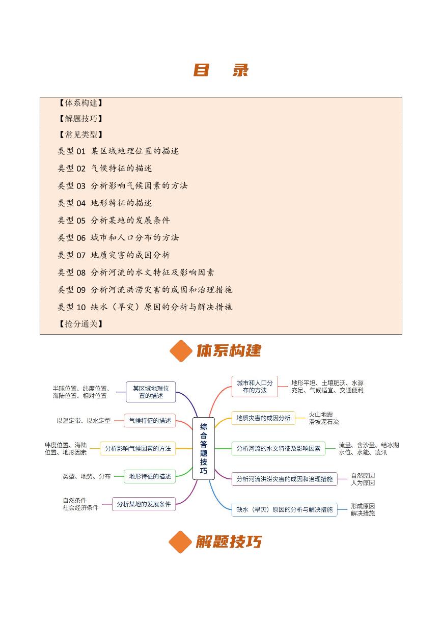 2025年中考地理抢分试题资料——题型与解题步骤解析