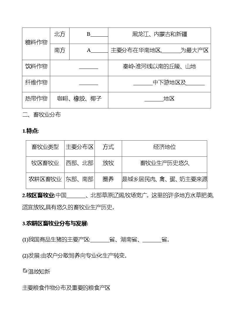 第四章 第一节 二 主要经济作物的分布 畜牧业分布 学生版第2页
