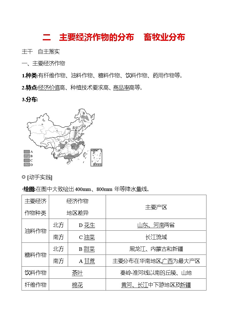 第四章 第一节 二 主要经济作物的分布 畜牧业分布第1页