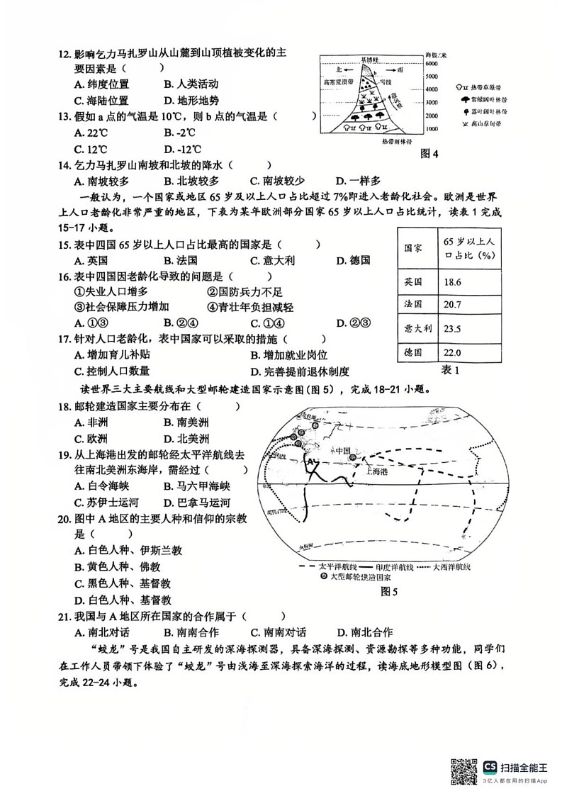 江西省赣州市瑞金市2024-2025学年七年级上学期期末考试地理试题第2页