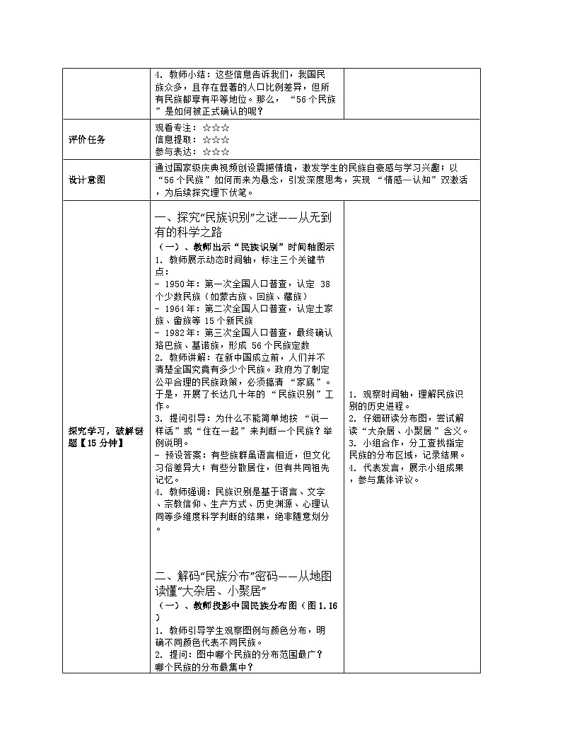 《第一章 从世界看中国:3 民族》教学设计(表格版)-2025-2026学年人教版(2024)地理八年级上册第3页