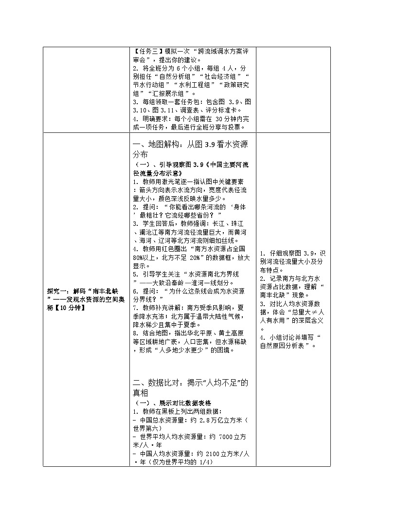 《第三章 中国的自然资源:2 水资源》教学设计(表格版)-2025-2026学年人教版(2024)地理八年级上册第3页