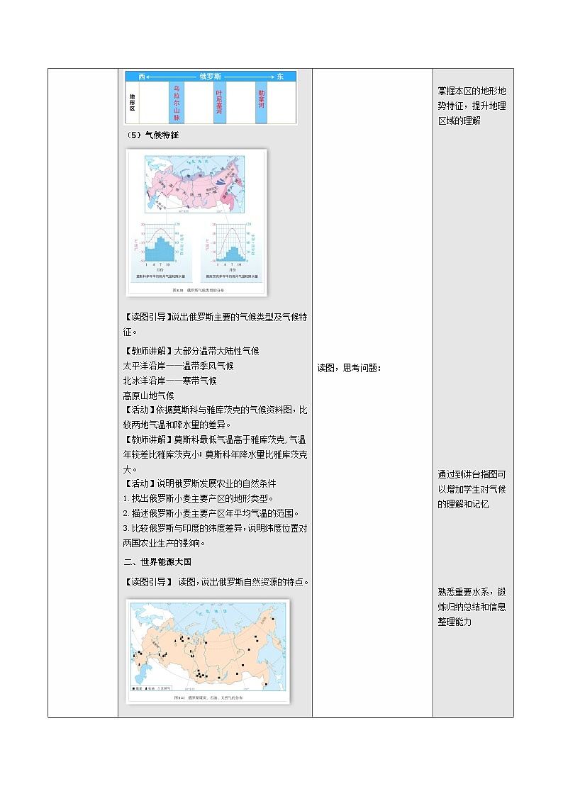 8.4 俄罗斯(表格式教学设计)初中地理人教版(2024)七年级下册 第八章 我们邻近的地区和国家第3页