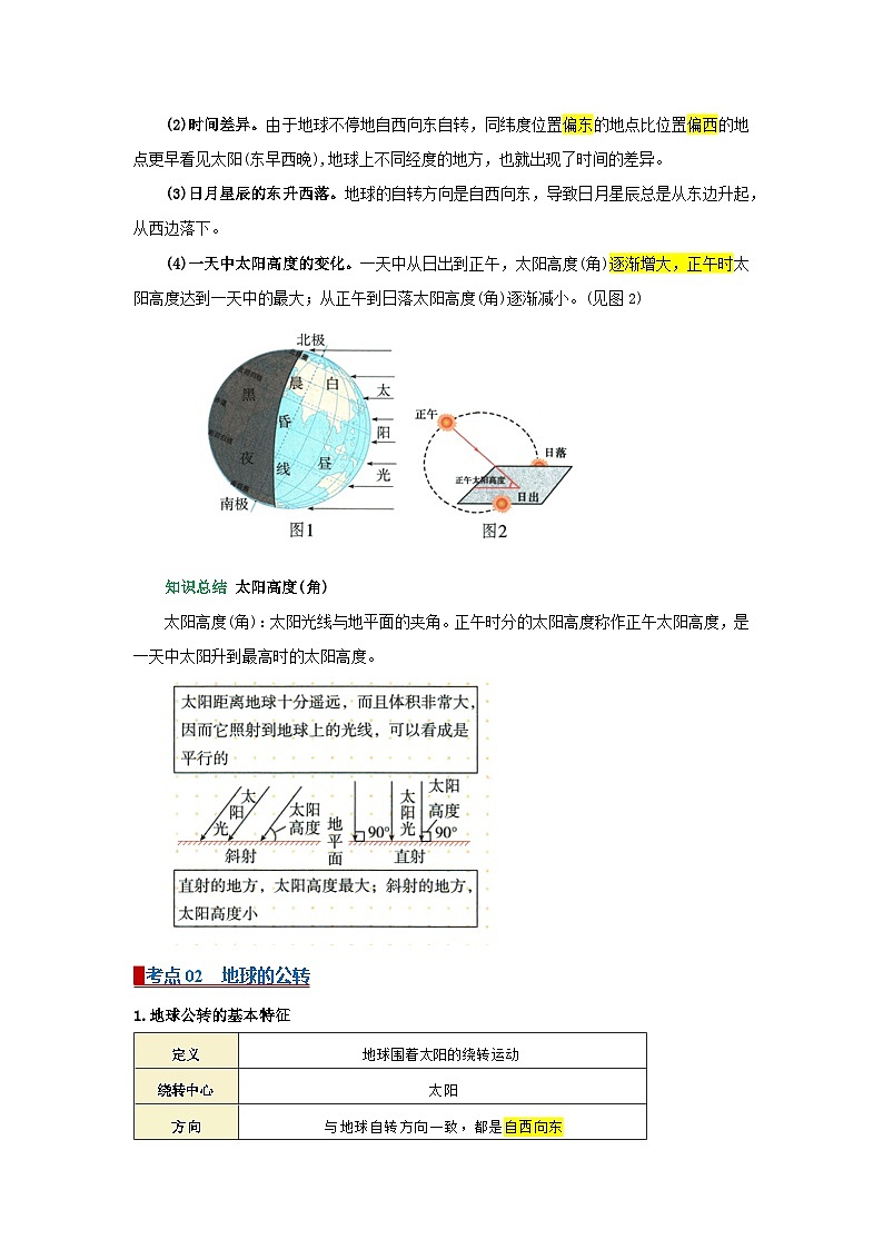专题02 地球的运动(word)2025-2026学年初中地理人教版2024一轮复习学案知识点+习题(原卷版)第2页