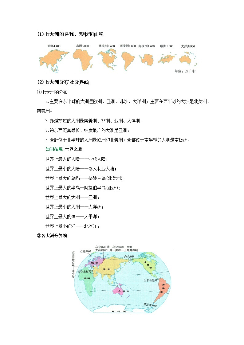 专题04 陆地与海洋(word)2025-2026学年初中地理人教版2024一轮复习学案知识点+习题(原卷版)第2页