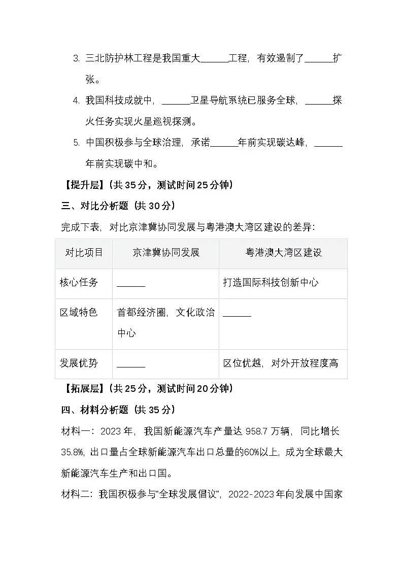 第十一章奋进中的中国——同步分层测试题(附答案及解析)第2页