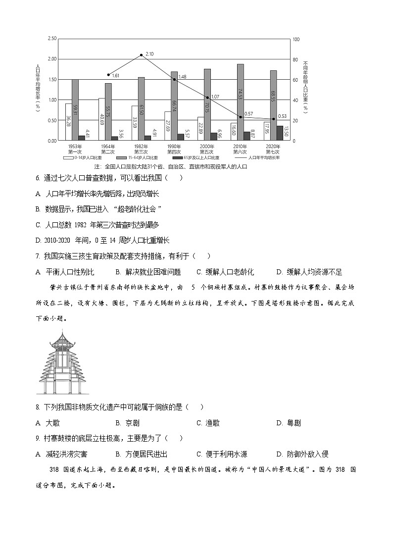 广东省广州市海珠区2023-2024学年八年级上学期期末地理试题(含答案)第3页