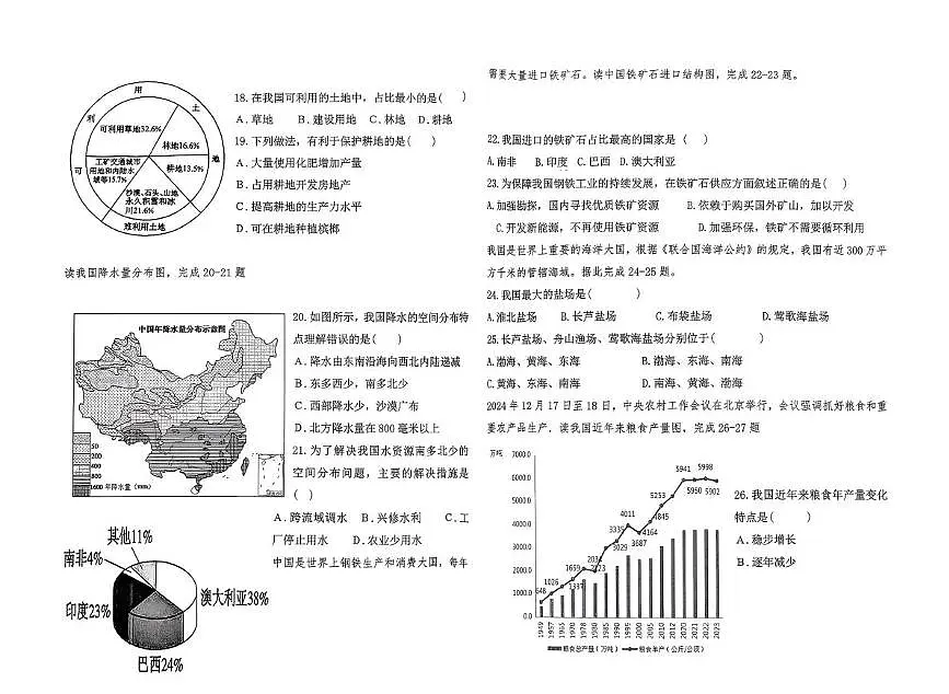 海南省省直辖县级行政单位五指山市2025-2026学年八年级上学期期末地理试题第3页