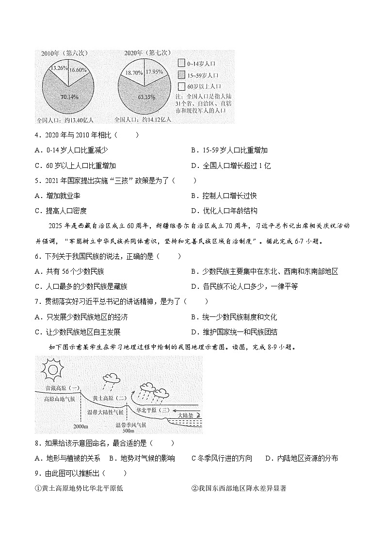 【试卷】海南省省直辖县级行政单位琼中黎族苗族自治县2025-2026学年八年级上学期期末地理试题第2页