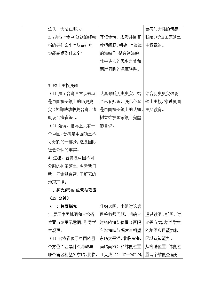 8.2.1【教学设计】台湾省的自然环境与经济发展—— 2026年新教材湘教版初二地理下册第2页