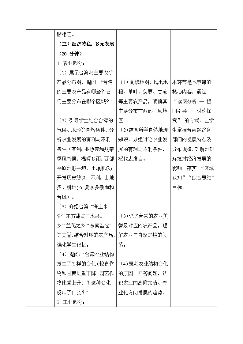 8.2.2【教学设计】台湾省的自然环境与经济发展—— 2026年新教材湘教版初二地理下册第3页