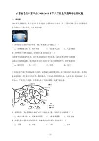 山东省泰安市东平县2025~2026学年八年级上册期中地理试卷(含答案)