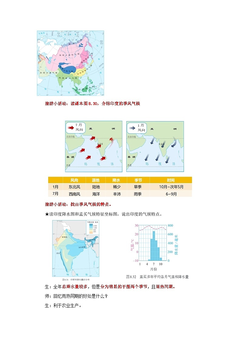 8.3.2 印度(第2课时 气候与粮食生产、服务外包行业)(教学设计)初中地理人教版(2024)七年级下册第3页