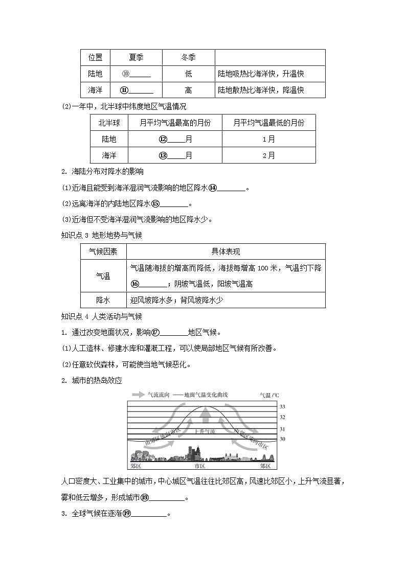 2025七年级地理上册第五章世界的气候第三节影响气候的因素重难点训练题(含答案)新版湘教版第2页