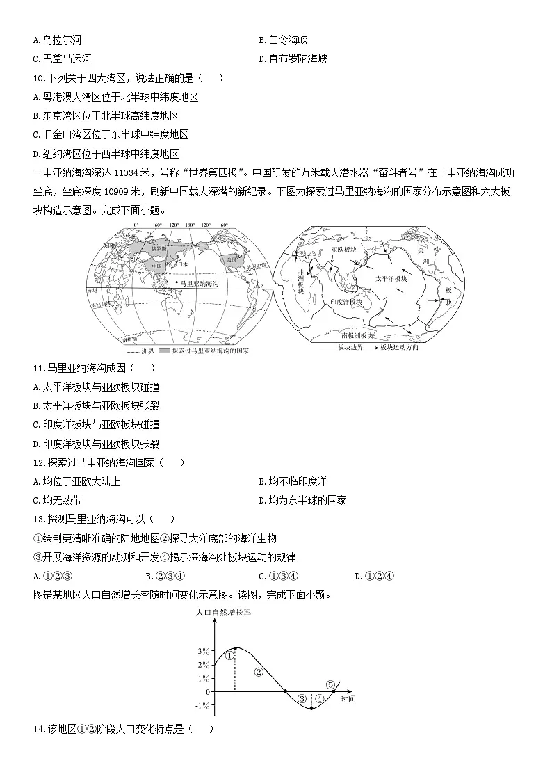 2024-2025学年湖南省永州市祁阳市七年级上学期期末质量检测地理试卷(学生版)第3页