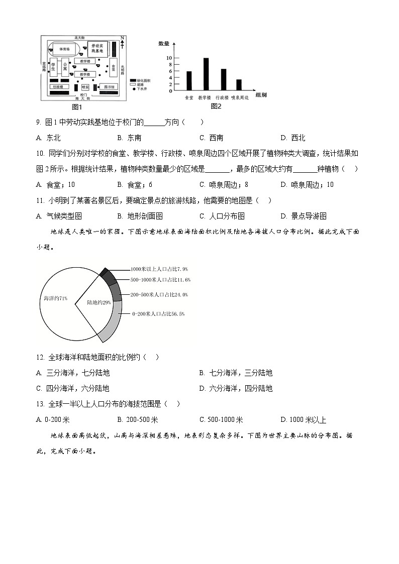 山东省临沂市蒙阴县2025-2026学年七年级上学期期末地理试题(试卷+解析)第3页