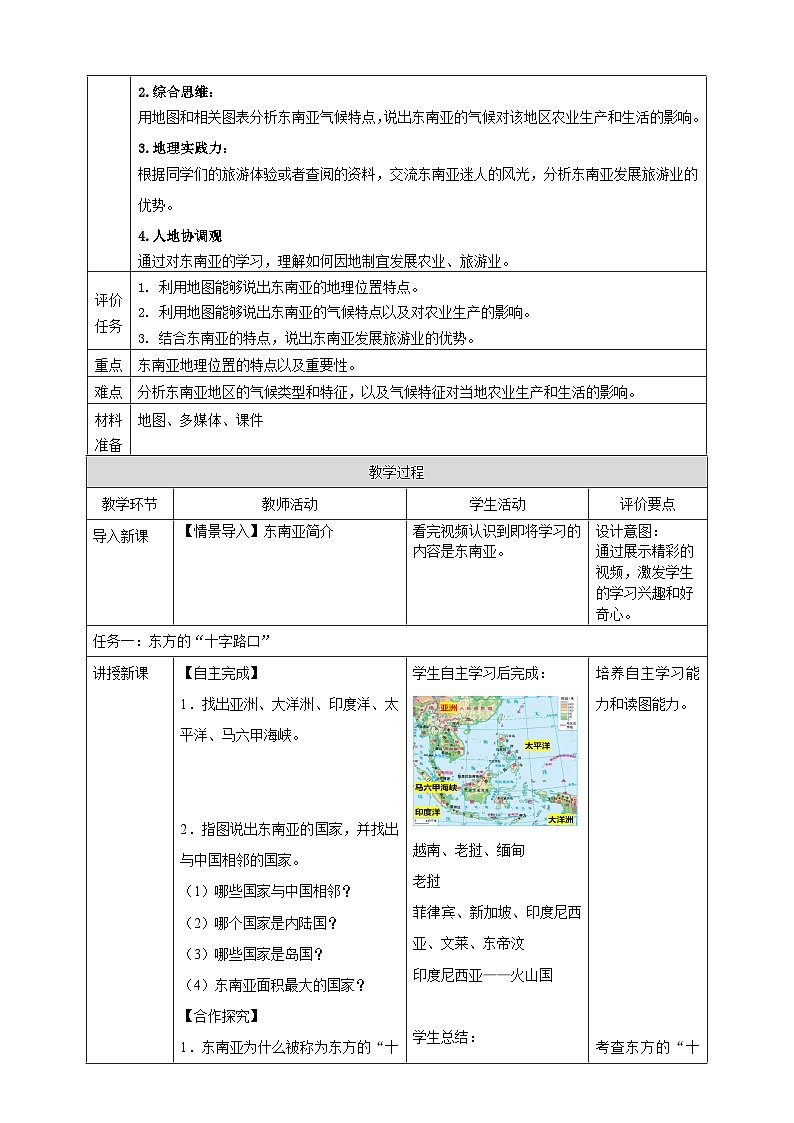 7.1东南亚 教学设计2025-2026学年商务星球版七年级地理下册第2页