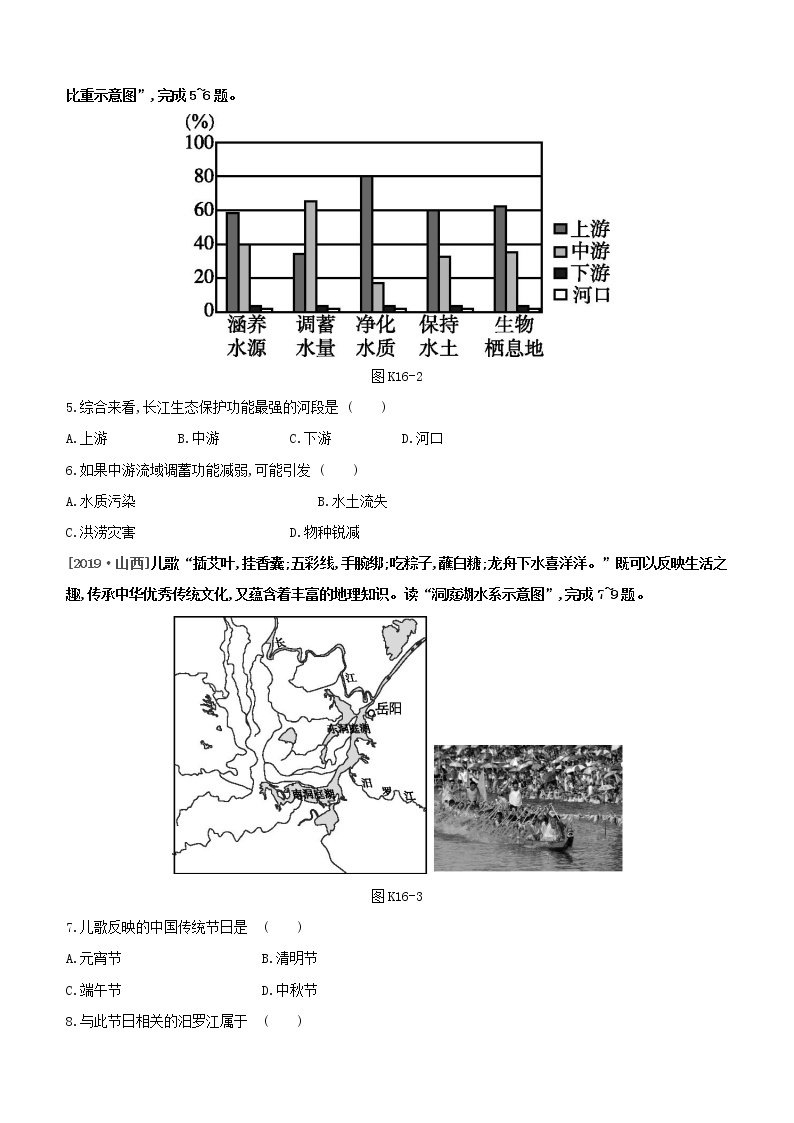 2020中考地理复习方案一轮复习第四部分中国地理上课时训练16中国的河流与湖泊试题附答案02