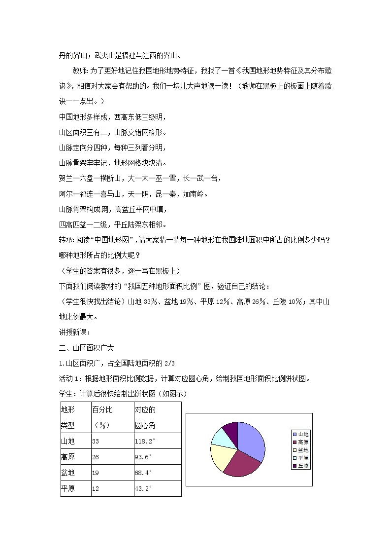 第二章 中国的自然环境 第一节 地形和地势 第1课时 地形类型多样，山区面积广大  精品教案03