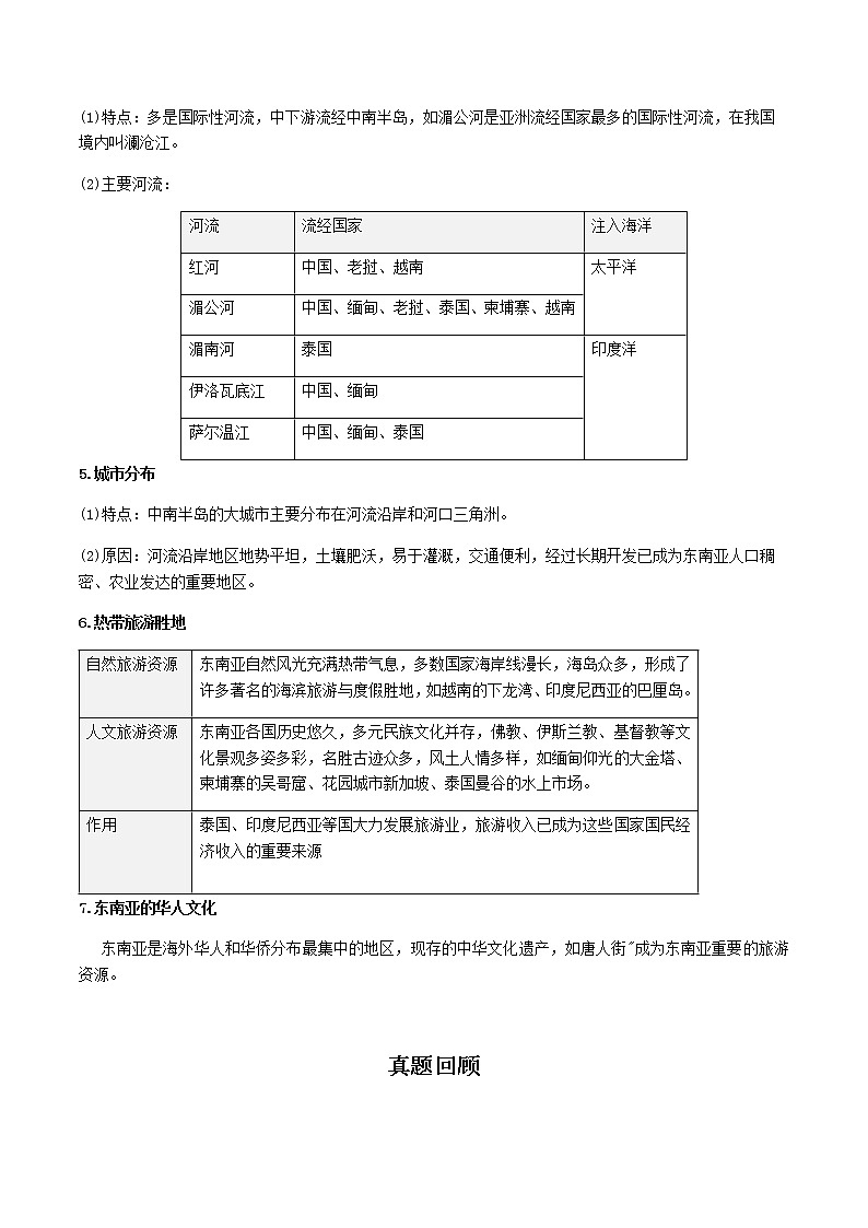 2021年人教版中考地理一轮复习 考点梳理+真题回顾 15 东南亚03