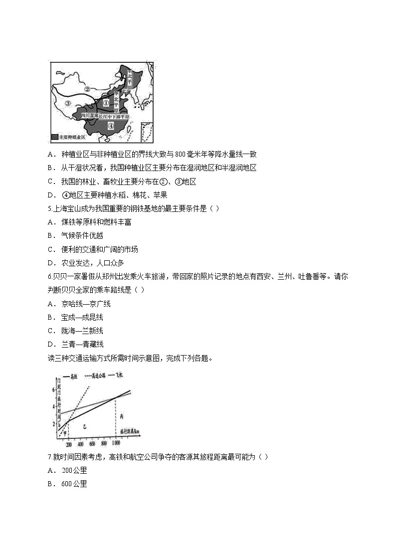 2020学年度八年级地理人教版上册第四章《中国的经济发展》单元测试卷02