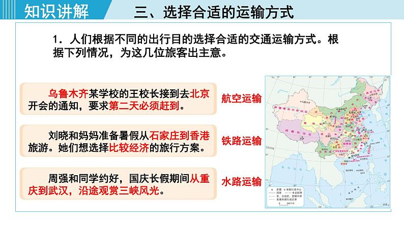 人教版八年级地理上册 第四章 第一节 4.1.1 交通运输方式的选择 课件07