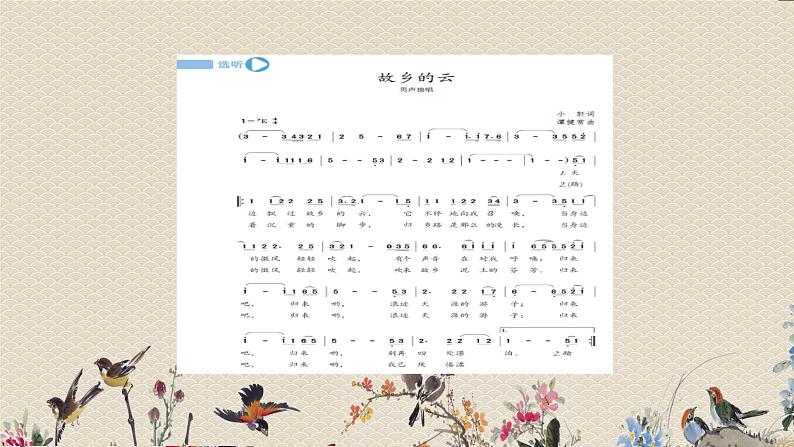 人教版九年级上册 中国流行风/选听《故乡的云》课件04