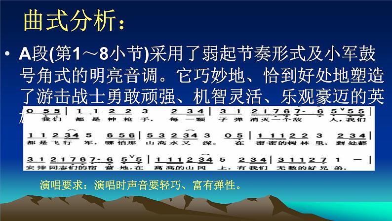 初中九年级下册音乐课件1.演唱游击队歌(13张)ppt课件07