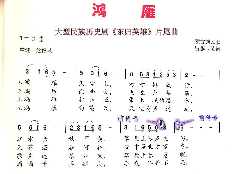 初中音乐 人音课标版(简谱) 八年级上册 鸿雁 课件第6页