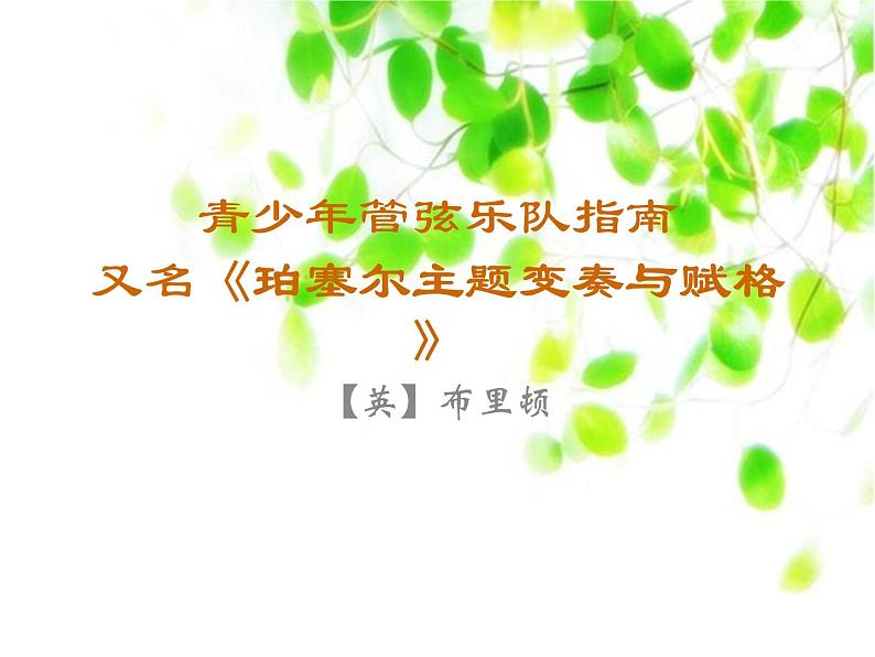 湘艺版七年级下册音乐课件 2.欣赏 青少年管弦乐队指南(片段)01