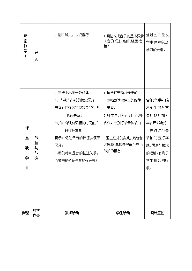 人音版 初音七上 1.3知识与技能 认识音符、节奏与节拍 教案第2页