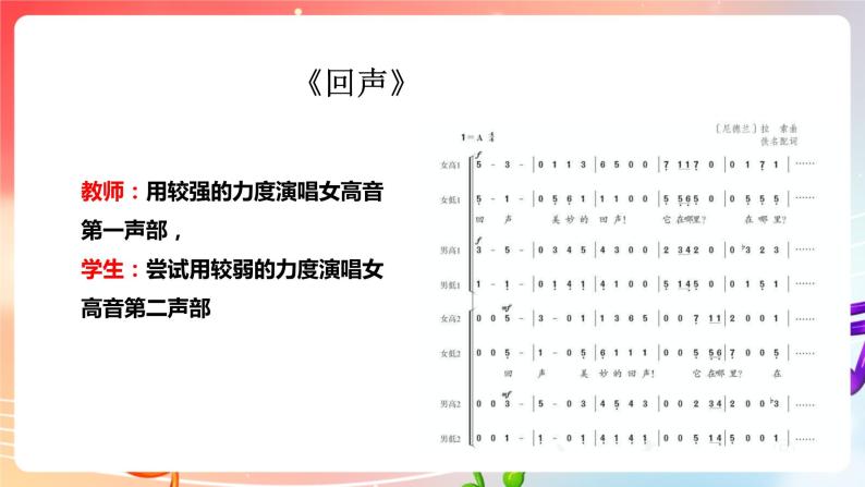 【核心素养】人教版音乐九年级下册5.1《回声》《母女夜话》《同一首歌》课件+教案+素材08