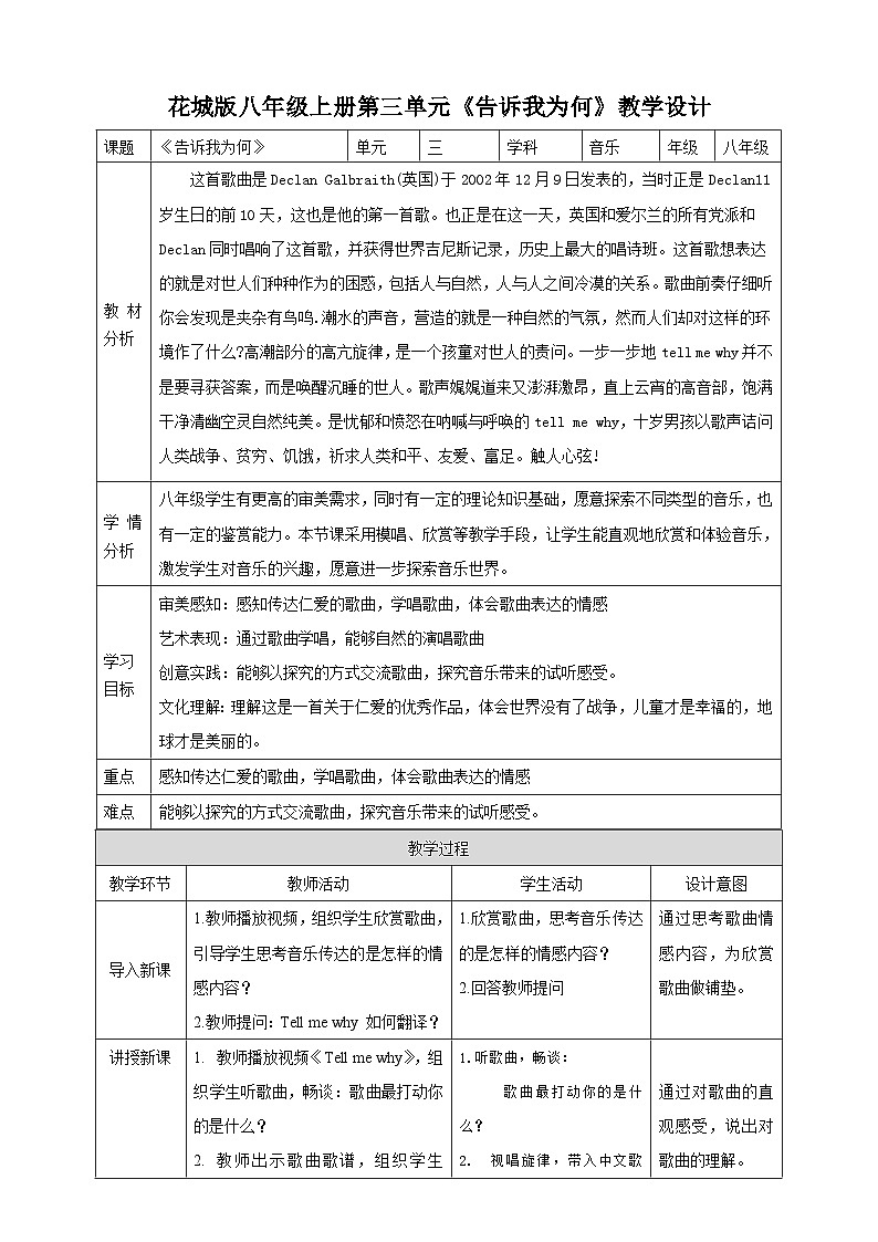 【核心素养目标】花城版八年级上册第三单元《告诉我为何》第1页