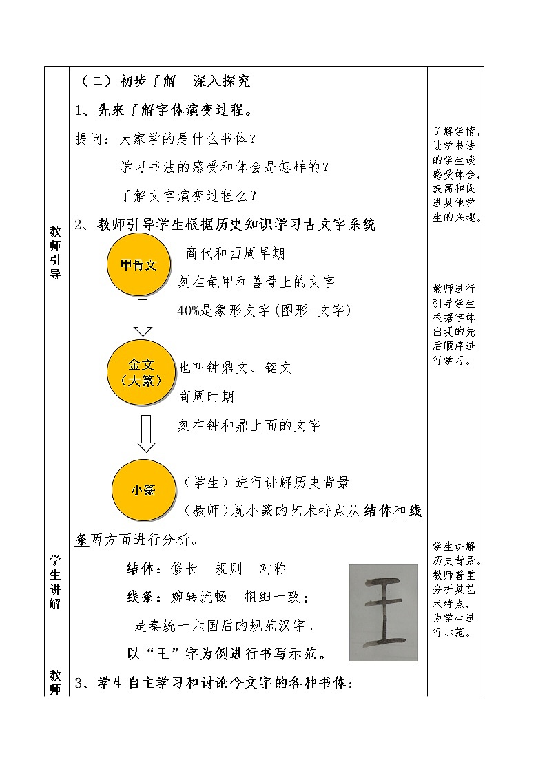 浙美版八下 10.中国书法 教案(表格式)第3页