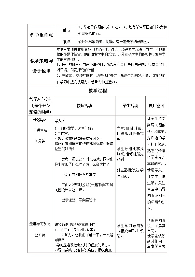 河北美术出版社初中美术七年级下册 10.导向图设计 教案第2页