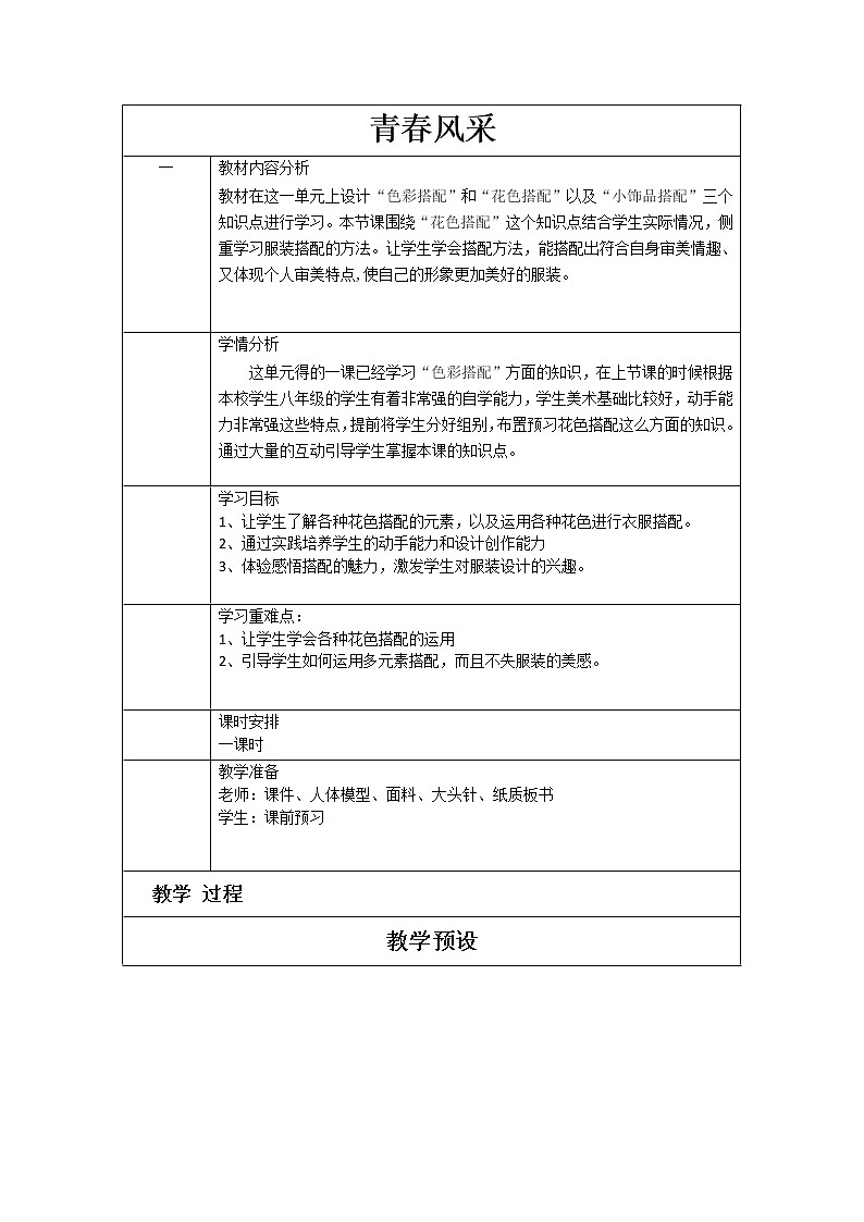 浙江人民美术出版社初中美术八年级下册 6.青春风采 教案2第1页