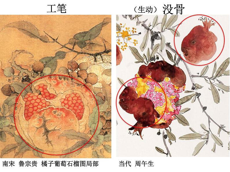 初中美术桂美版七年级上册 中国花鸟画——蔬果没骨石榴部优课件第4页