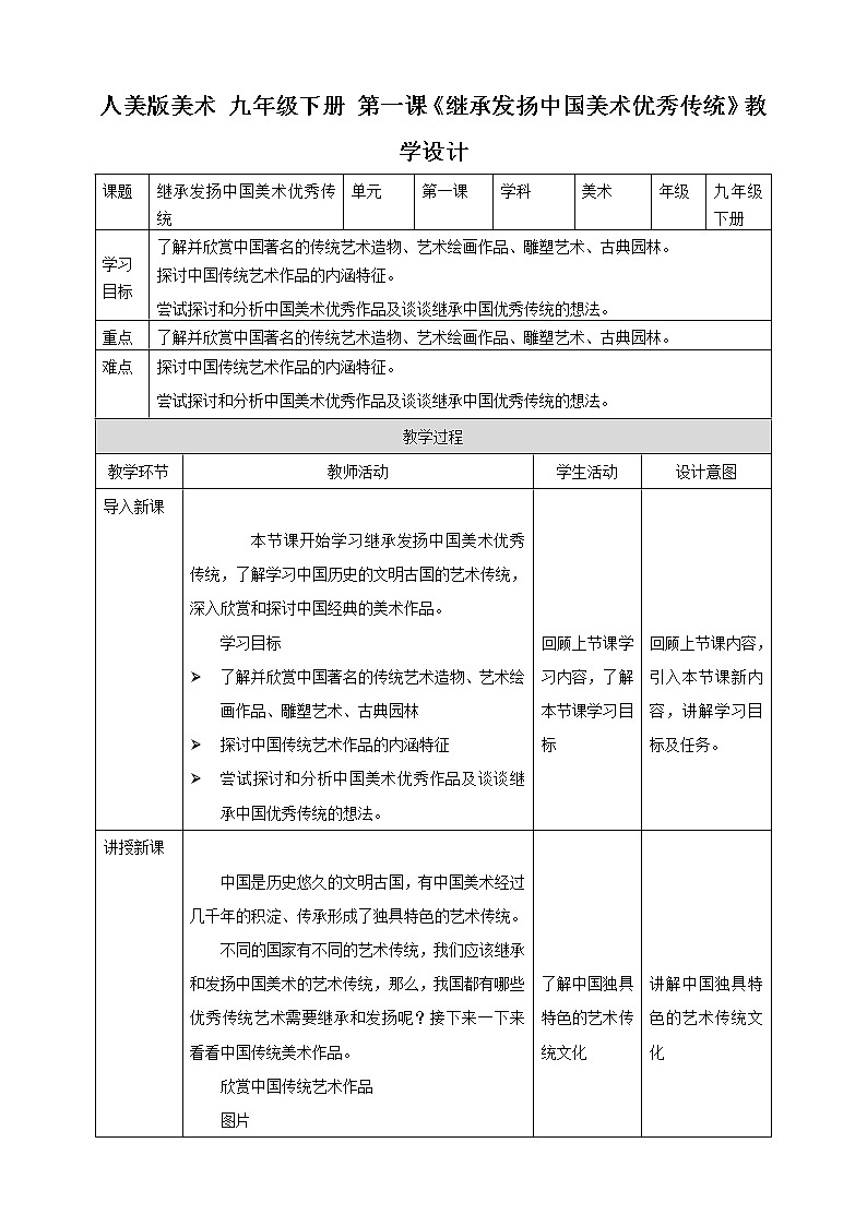 第一课《继承发扬中国美术优秀传统》课件+教案01