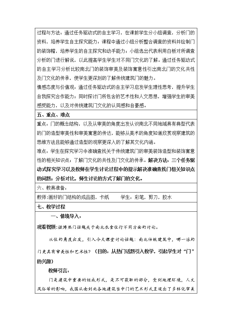 第5課門教案　2022—2023學年湘美版九年級美術上冊第2頁