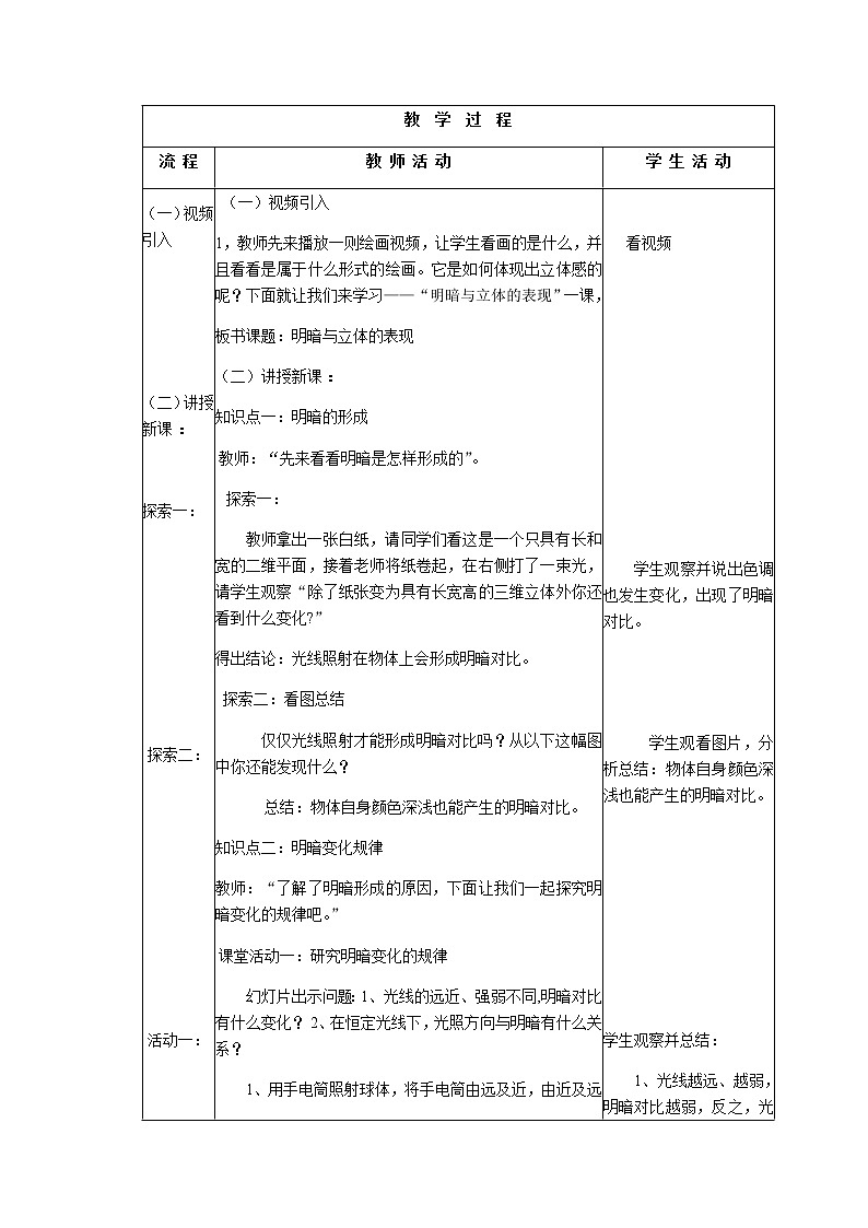 第5课明暗与立体的表现教案 2022—2023学年人美版九年级美术上册(1)第2页