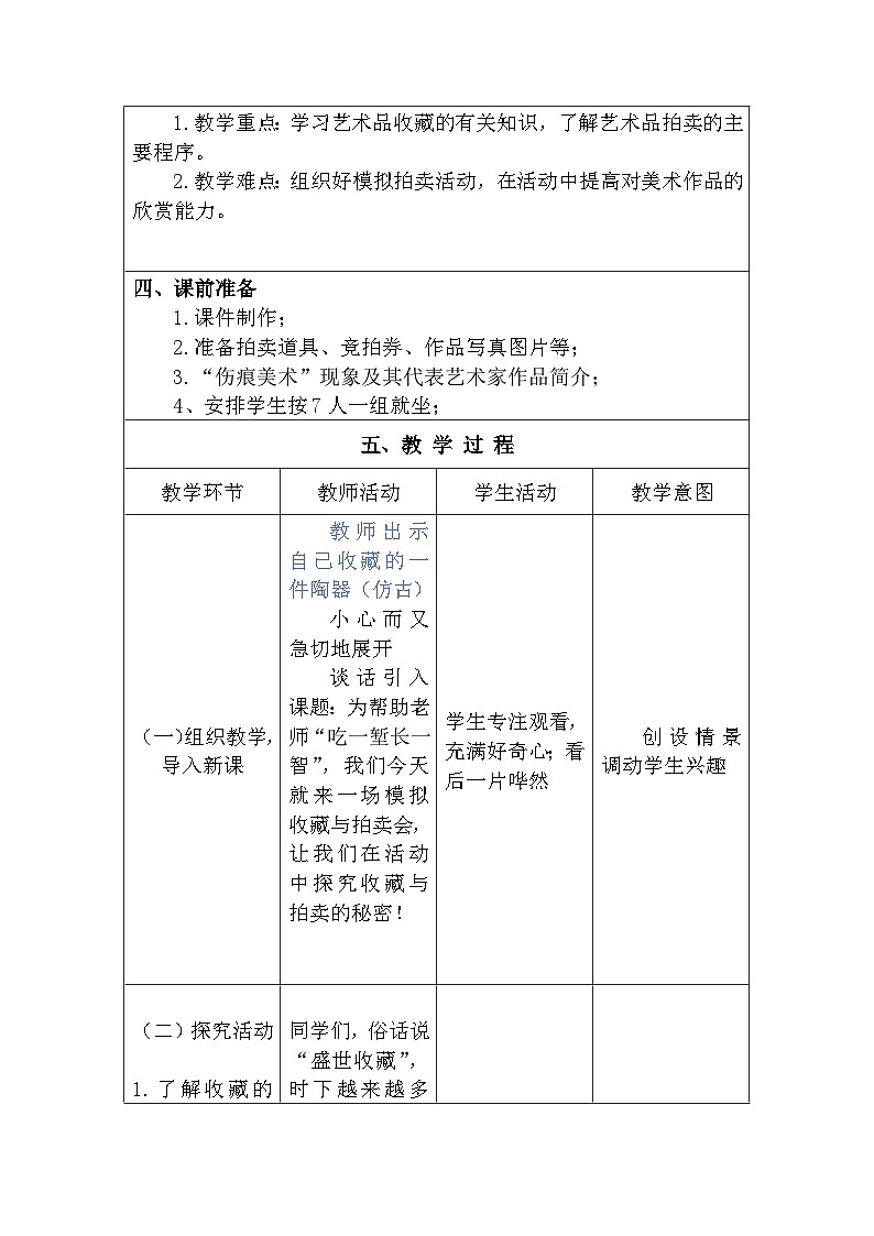 人美版初中美术八年级下册 13. 艺术品的收藏与拍卖 教案02
