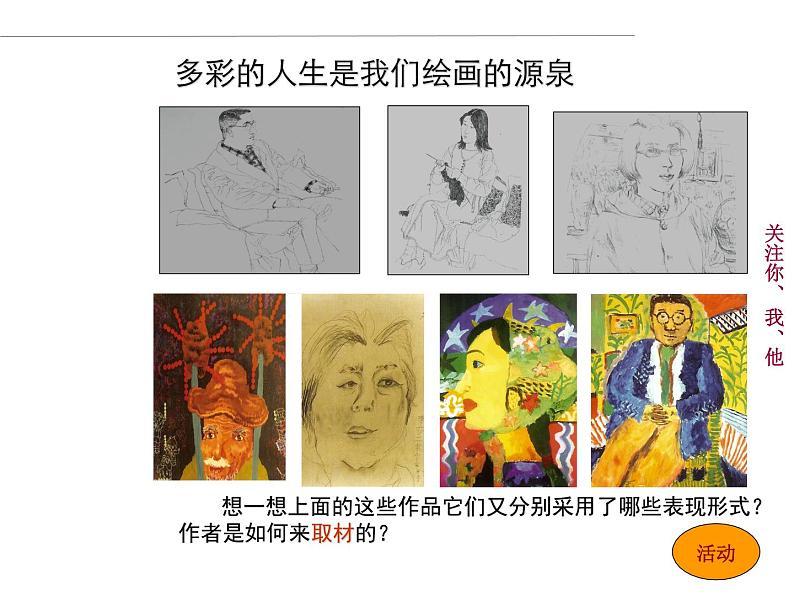 苏少版初中美术七年级下册 2.关注你、我,他 课件05