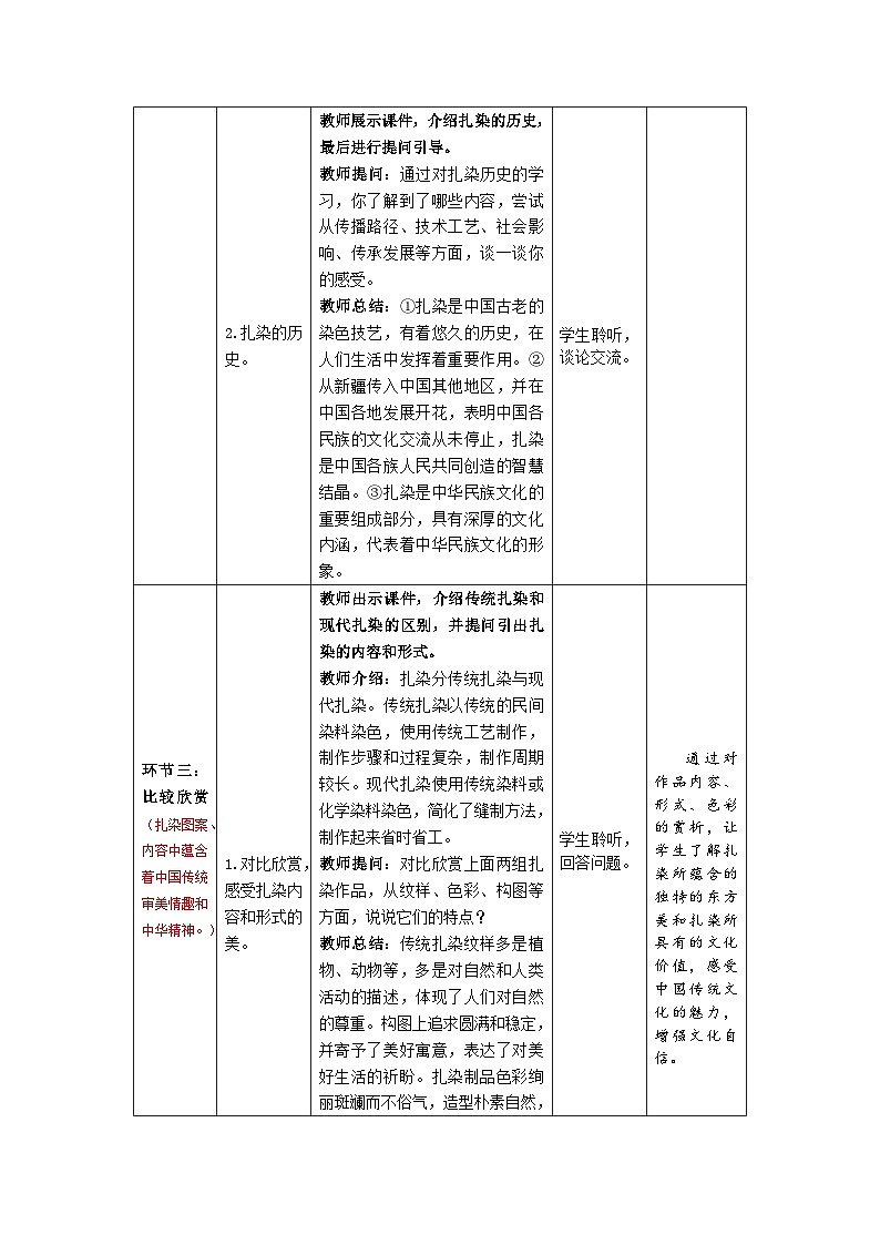 《蠟染與扎染》第2課時 扎染 教案第3頁